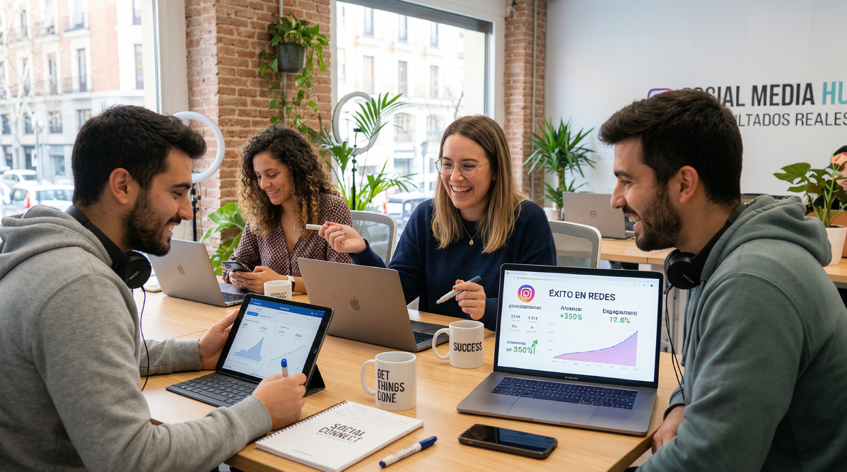 Equipo de Marketing de Ejecutivo Virtual DR, generando contenido 